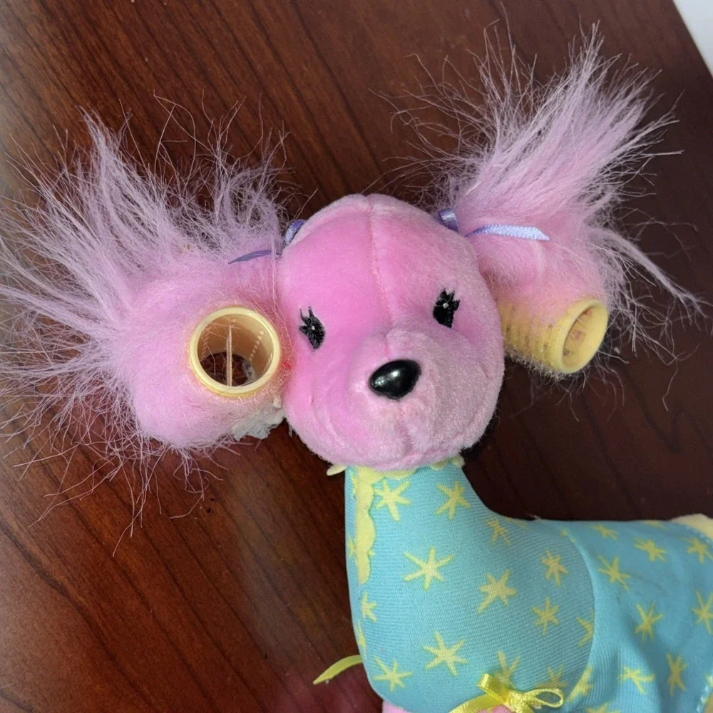 Vintage 2001 Mattel Barbie Pose Me Pink Poodle Pet Dog Plush Toy 3541WC